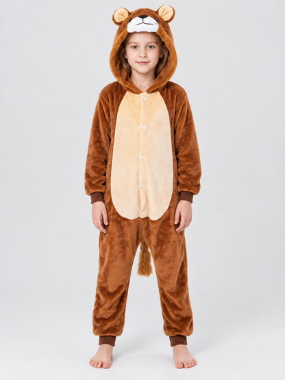 Plush Hooded Pajama Jumpsuit with Ears