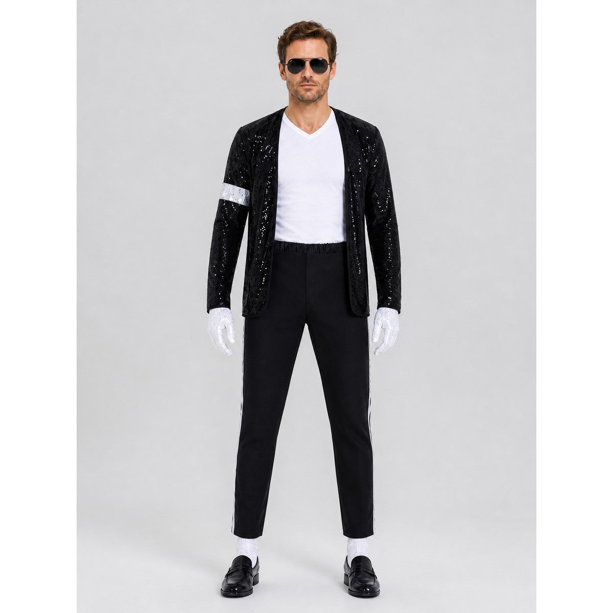 Michael Jackson-Style Sequin Stage Costume on-model view
