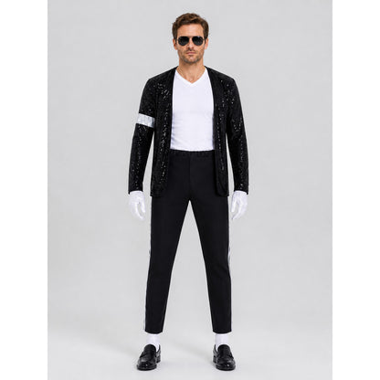 Michael Jackson-Style Sequin Stage Costume on-model view