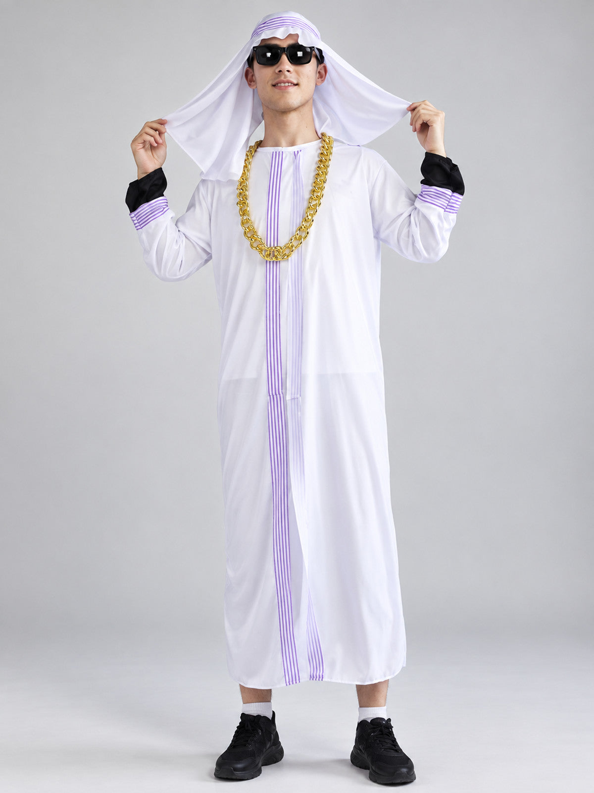 Carnival Costume with Headpiece, Glasses, and Chain