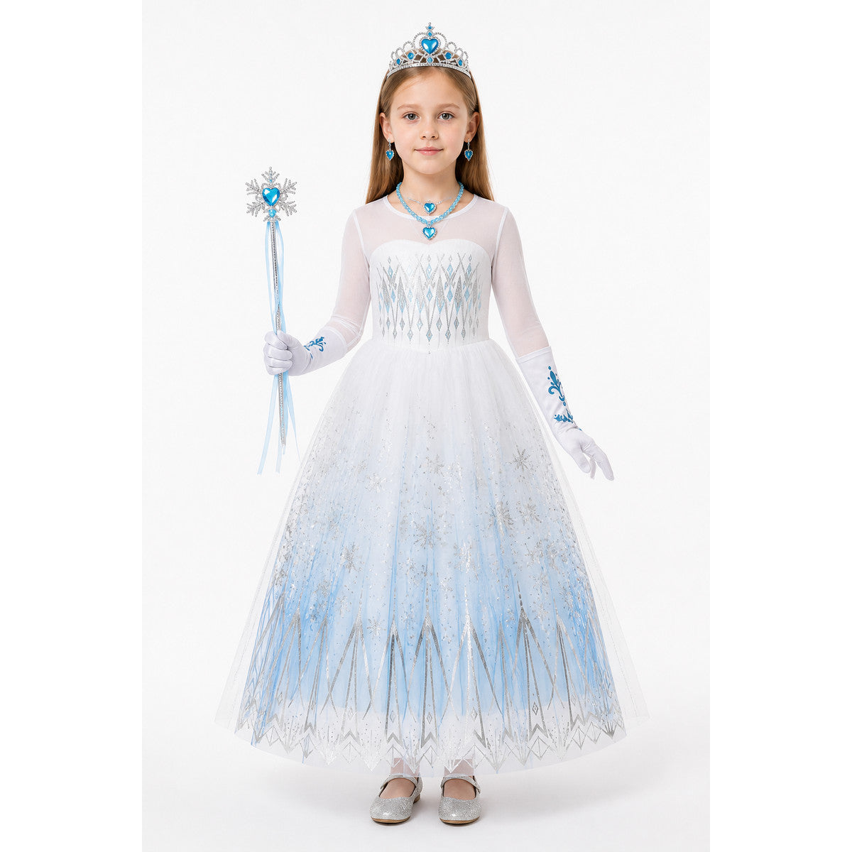 Snow Queen Costume with Crown and Magic Wand main product view