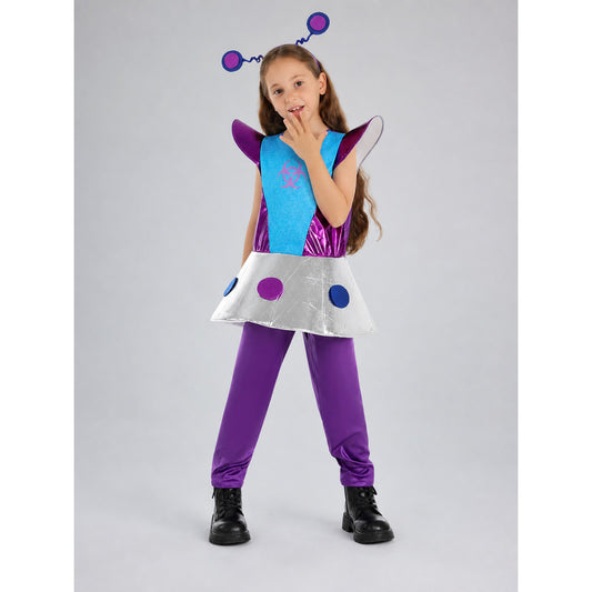 Children's Alien Costume with Headband and Pants on-model view