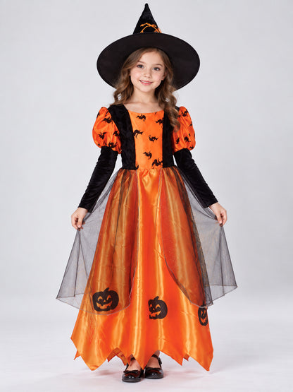Kids' Witch Costume with Cape and Hat