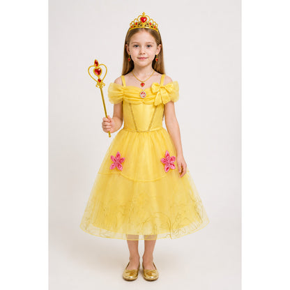 Princess Belle Costume with Full Skirted Dress and Crown main product view