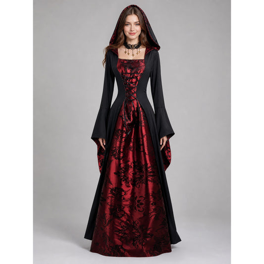 Gothic Hooded Robe Dress for Halloween