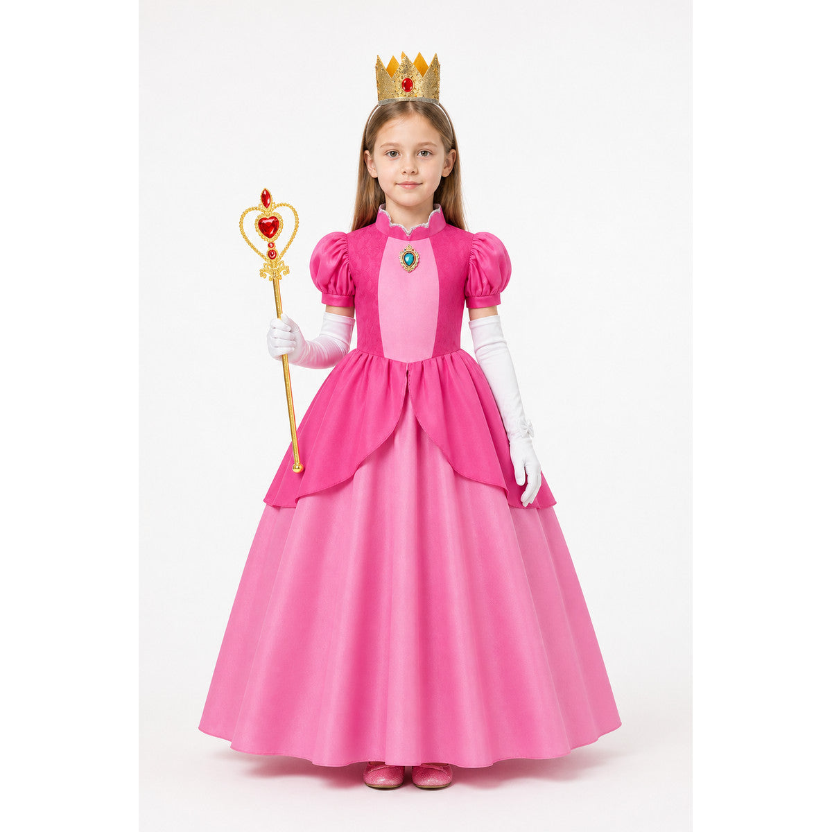 Pink Princess Costume with Crown and Scepter main product view