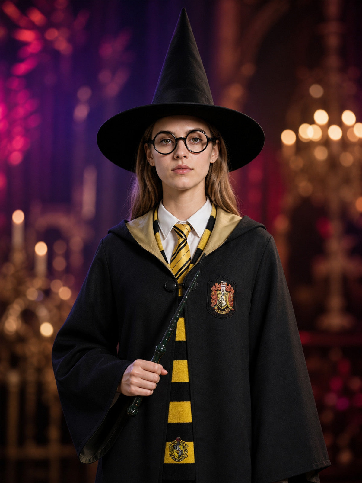 Harry Potter Costume Cloak with Hood for Cosplay and Halloween on-model view