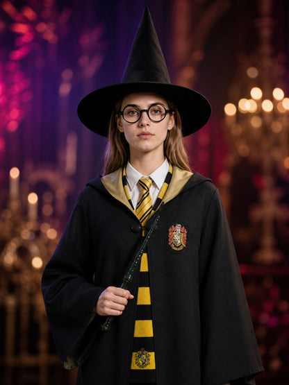 Harry Potter Costume Cloak with Hood for Cosplay and Halloween on-model view