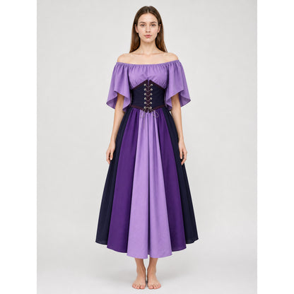 Fantasy Dress with Corset Lacing and Ruffles
