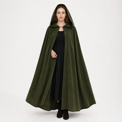 Long Green Hooded Costume Cloak