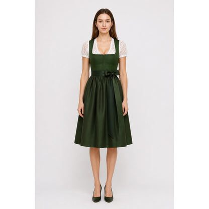 Midi Dress with a Square Neckline and Lace