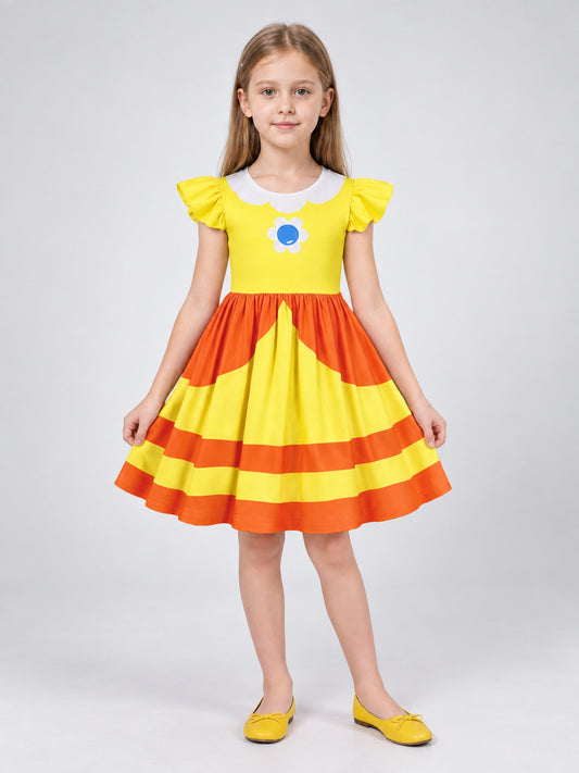 Children's Princess Carnival Dress with Floral Print on-model view