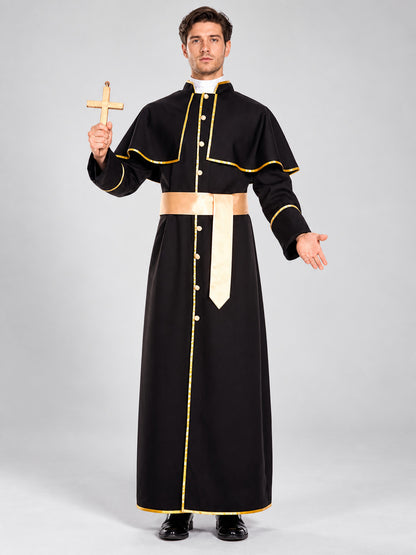 Priest Costume with Cape, Belt, and Cross