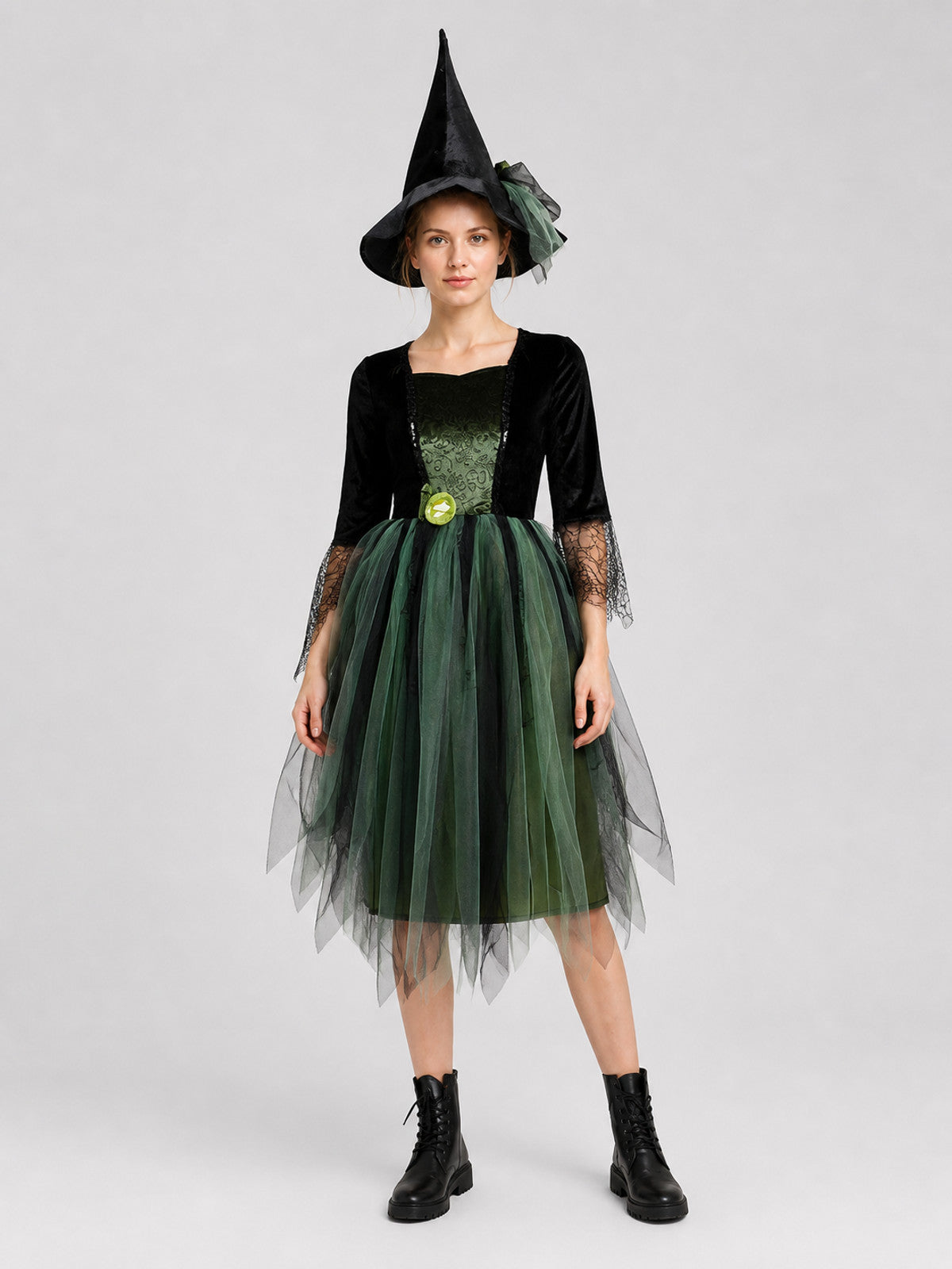 Halloween Witch Dress with Layered Skirt