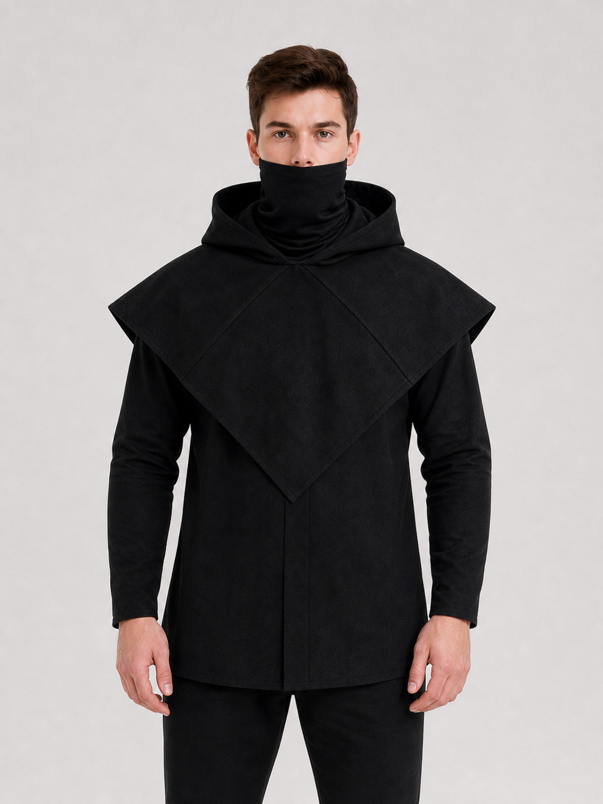 Black Carnival Cloak with Hood and Mask