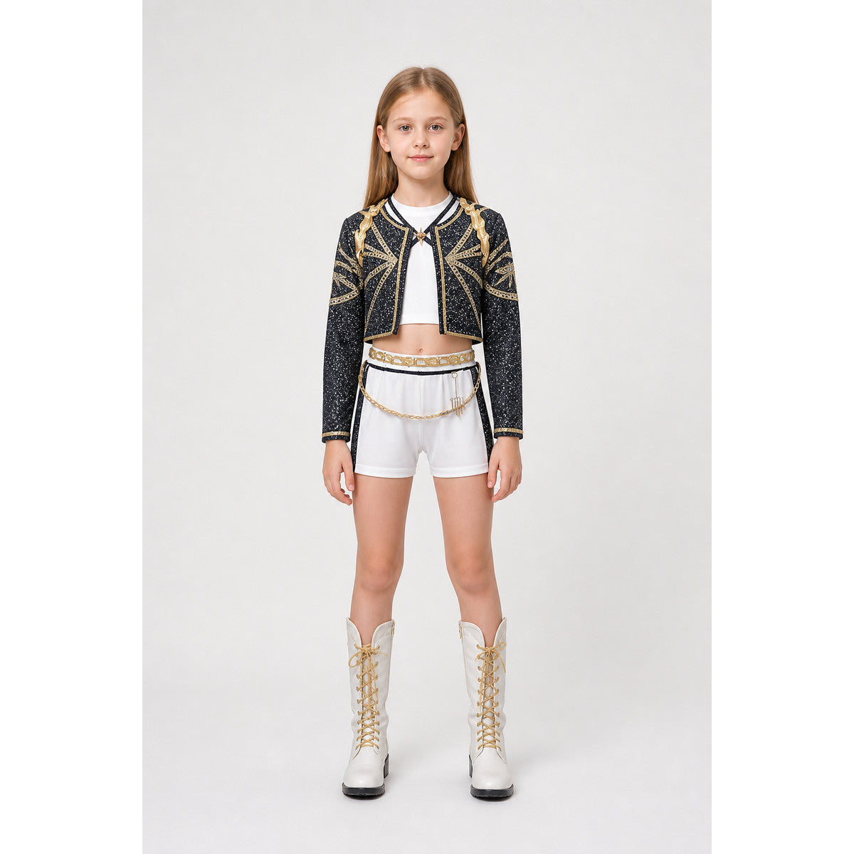 Stage costume with a short jacket and white shorts main product view