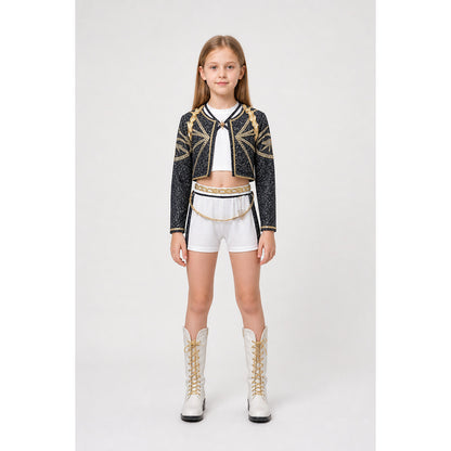 Stage costume with a short jacket and white shorts main product view