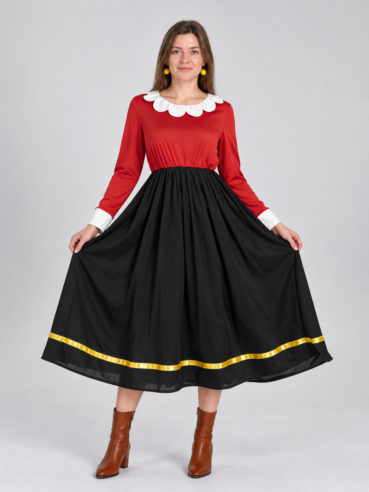 Cosplay Dress with Red Bodice and Black Full Skirt