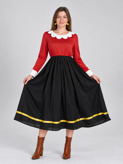 Cosplay Dress with Red Bodice and Black Full Skirt