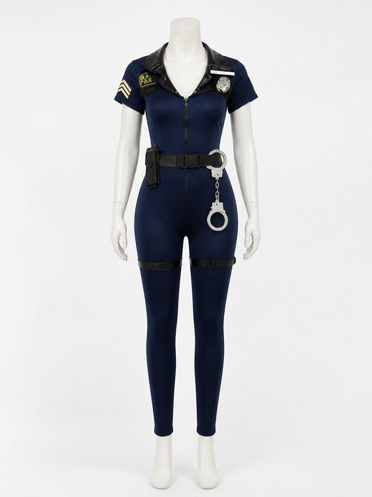 Women's Fitted Police Costume for Cosplay on-model view