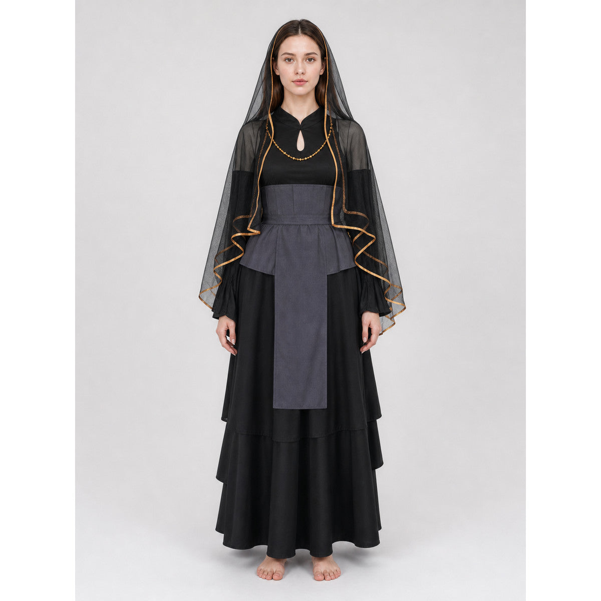 Hinata Cosplay Set with Veil and Layered Skirt