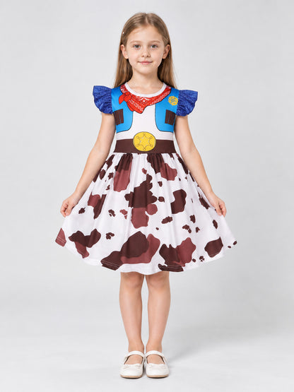 Children's Dress with Blue Bodice and Emblem on-model view