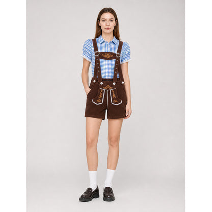 Folk-Style Set: Shirt and Suspender Shorts on-model view