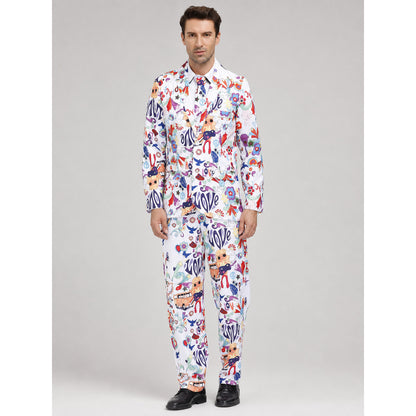 Single-Breasted Two-Piece Suit with Colorful LOVE Print on-model view