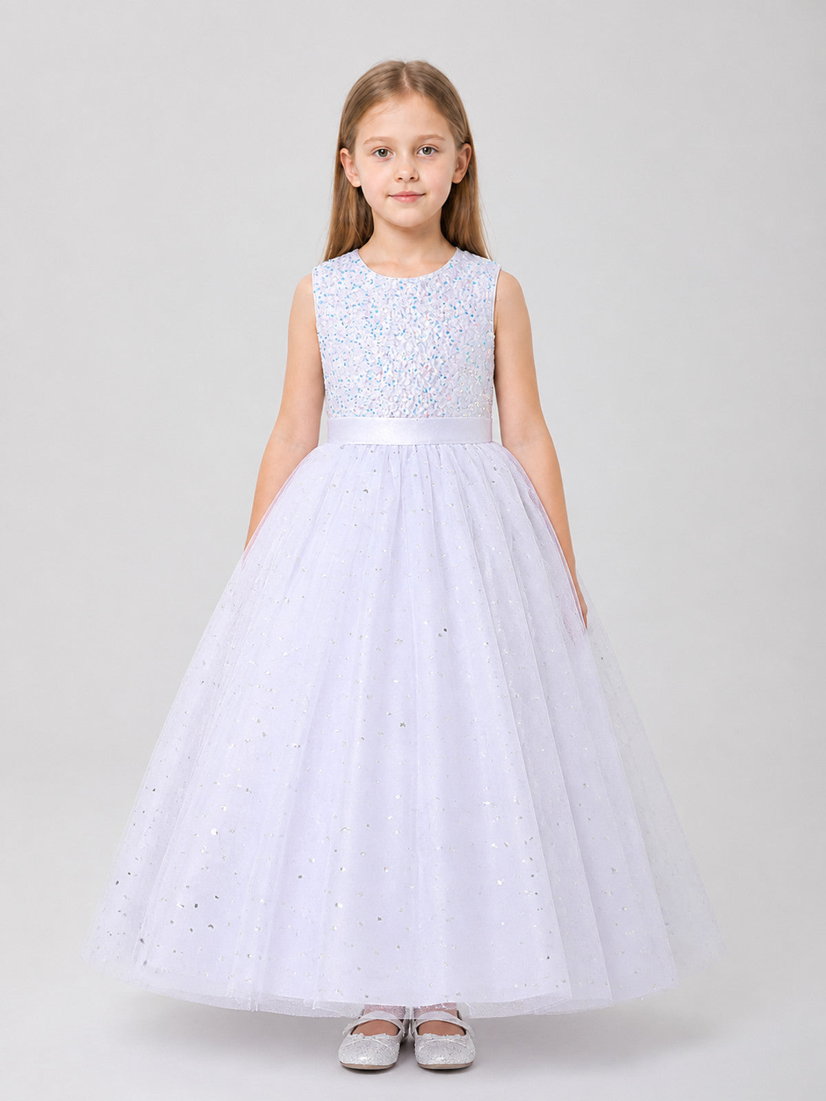 Long Princess Dress with Sequins and Pattern on-model view