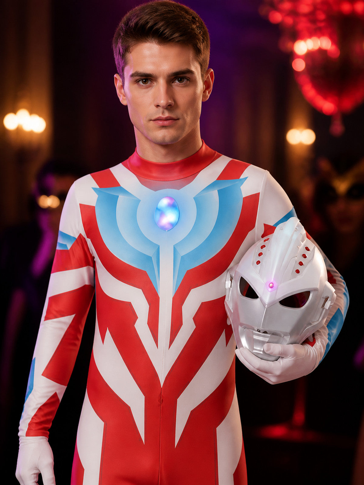 Light-Up Ultraman Galaxy Jumpsuit Costume Cosplay on-model view