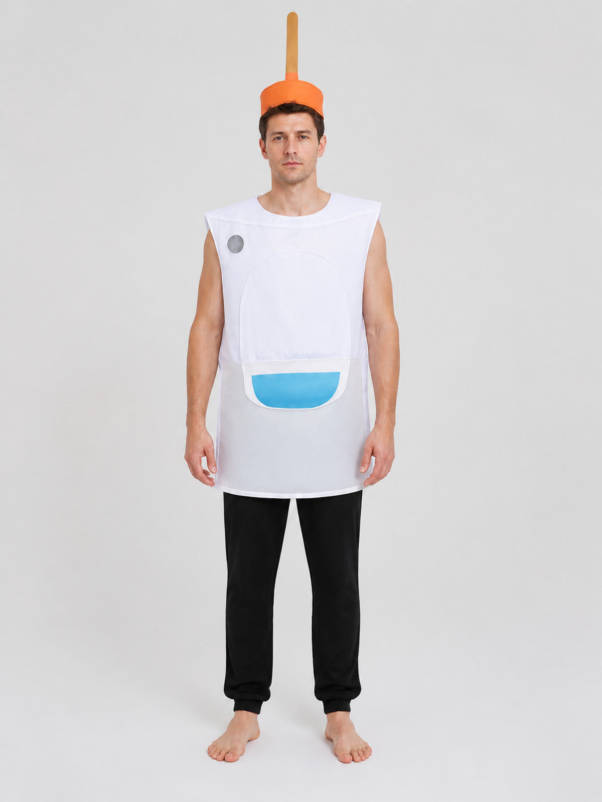 Toilet Costume with Hat for Cosplay on-model view