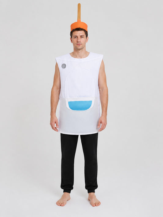 Toilet Costume with Hat for Cosplay on-model view