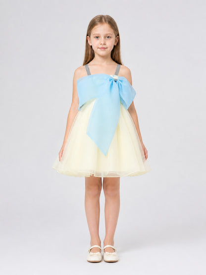 Princess Dress with a Full Layered Skirt and Bow on-model view