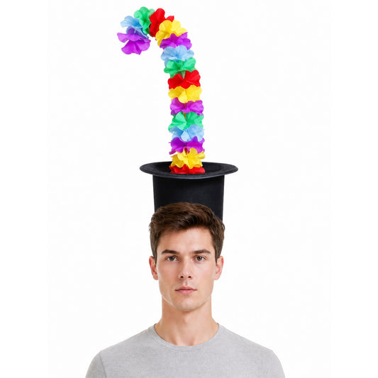 Carnival Top Hat with Multicolored Flowers