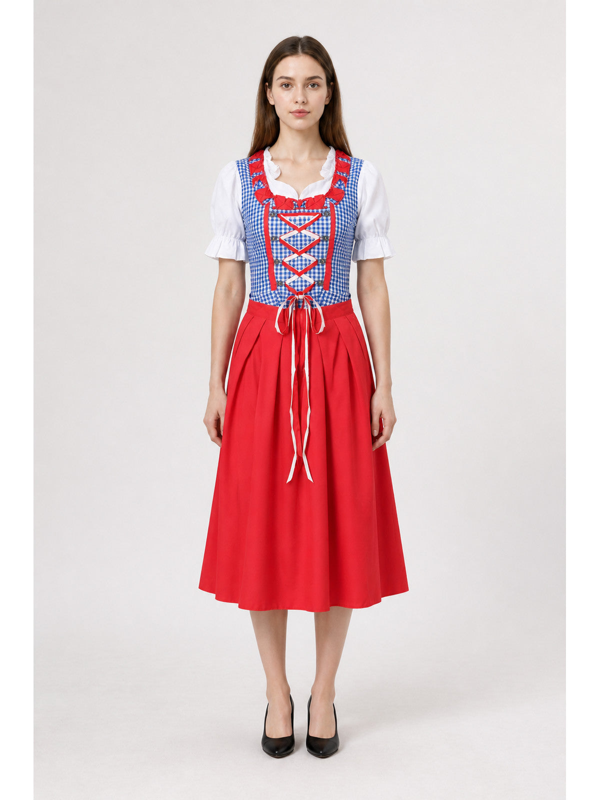 Long Folk-Style Dress with Lacing main product view
