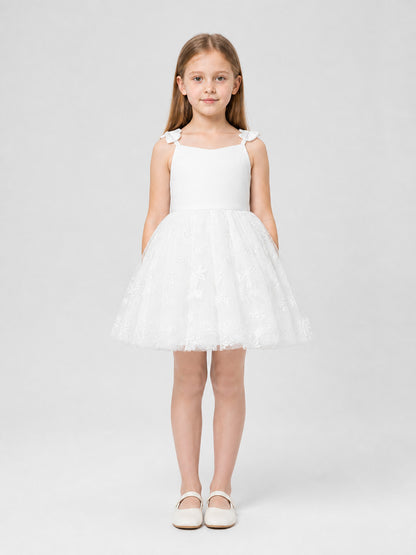 Girls' Dressy Embroidered Dress with a Full Skirt on-model view