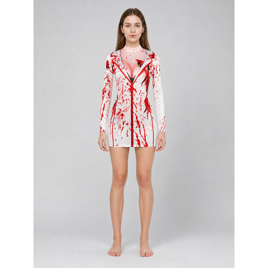 Costume Top with Blood Splatter, Long Sleeve