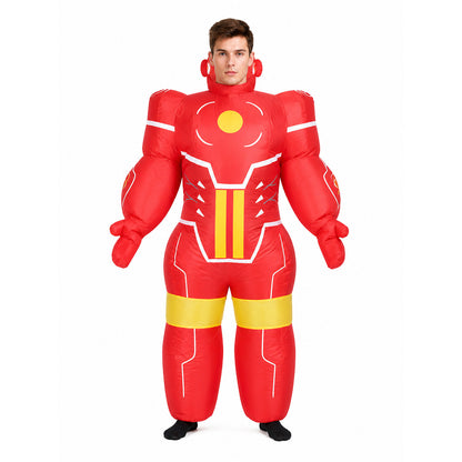 Red Inflatable Robot Costume with Yellow Details front view
