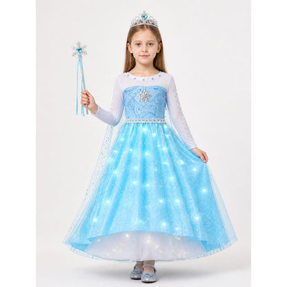 Blue Snow Princess Carnival Costume for Halloween main product view