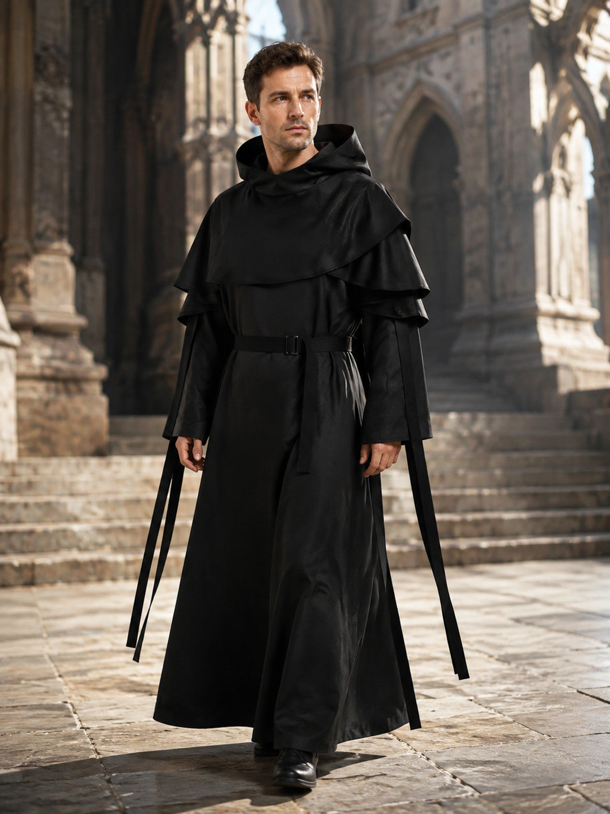 Gothic Hooded Nun Costume for Cosplay main product view