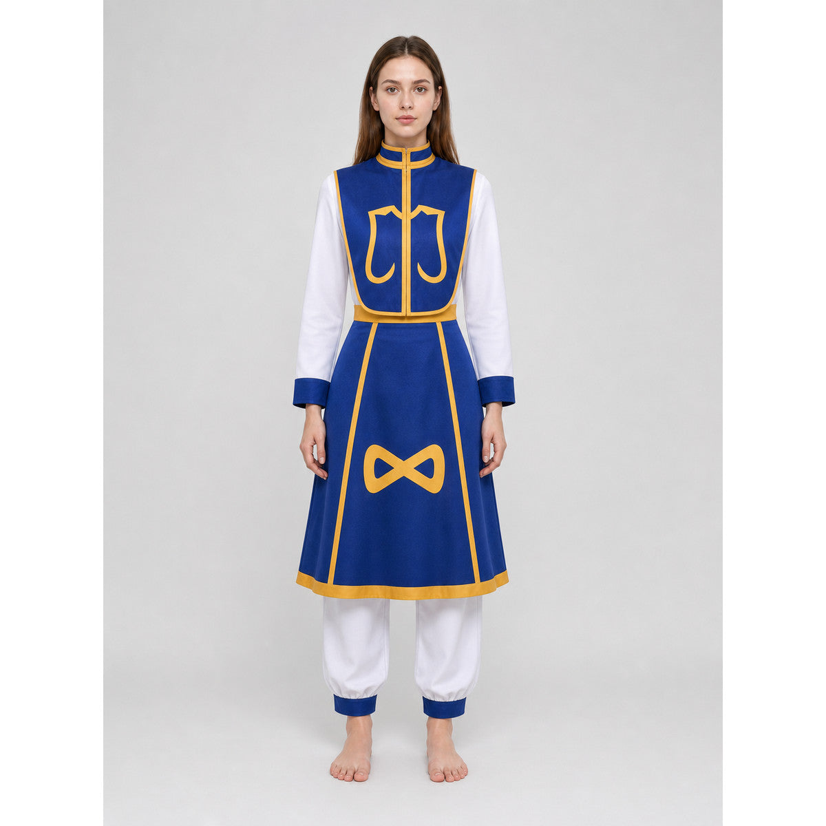 Kurapika Cosplay Costume with Blue Outfit and Gold Details