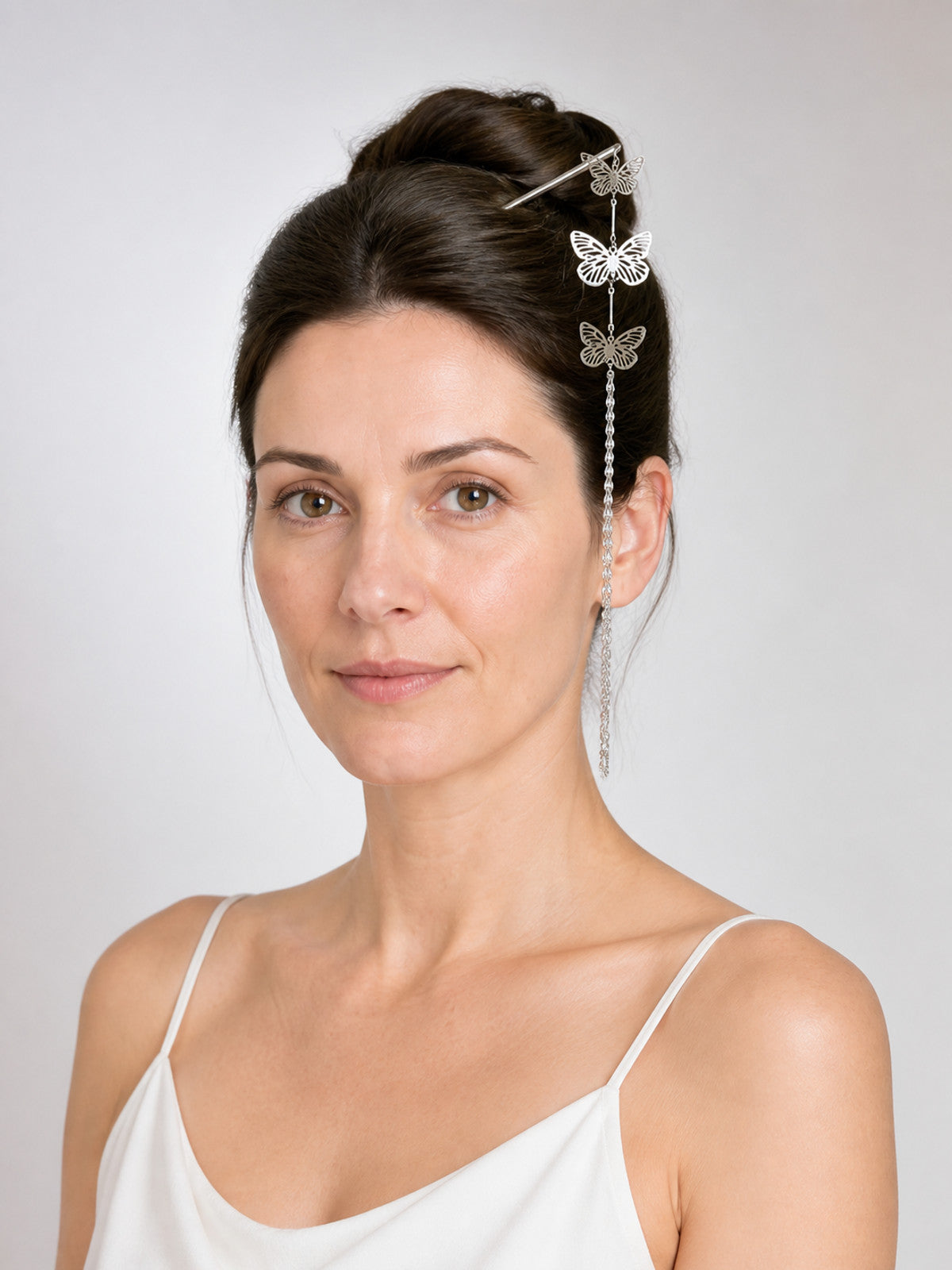 Carnival Headpiece, Silver Butterfly Hair Stick main product view