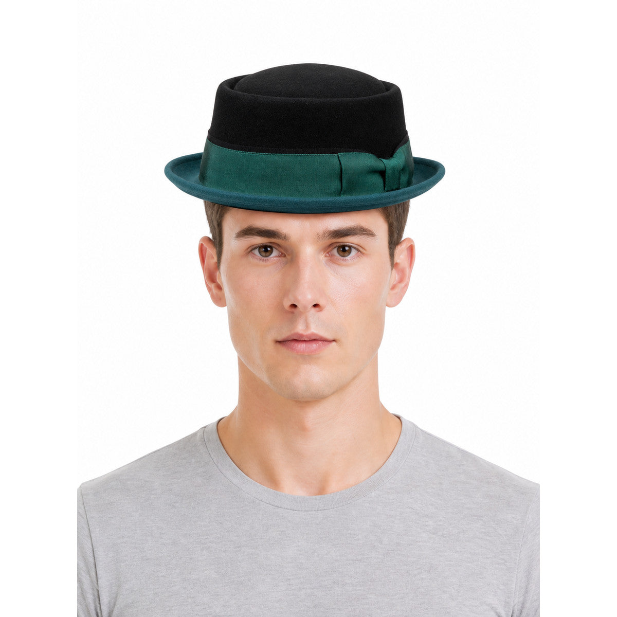 Carnival fedora hat with contrasting ribbon front view