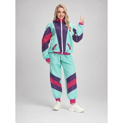 Colorful Jumpsuit with Stand Collar and Zipper