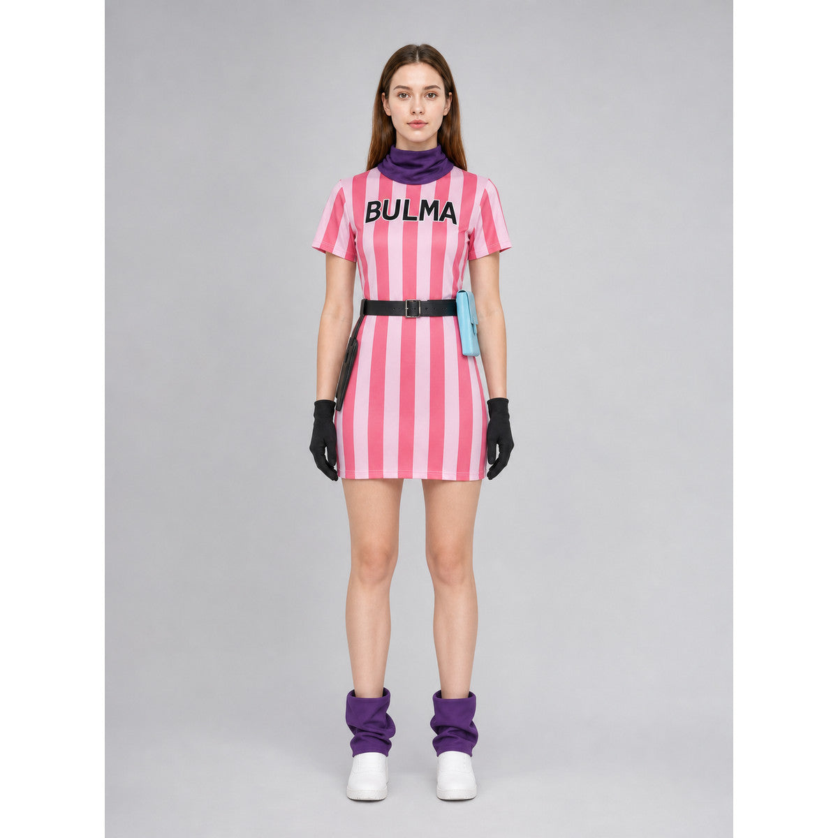 Bulma Cosplay Costume with Striped Dress