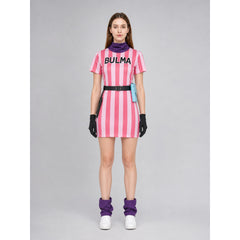 Bulma Cosplay Costume with Striped Dress