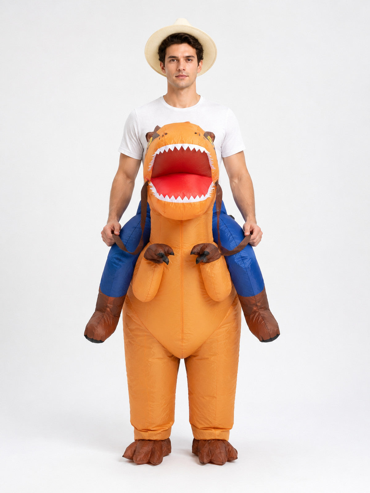 Inflatable Dinosaur Costume with Riding Effect front view