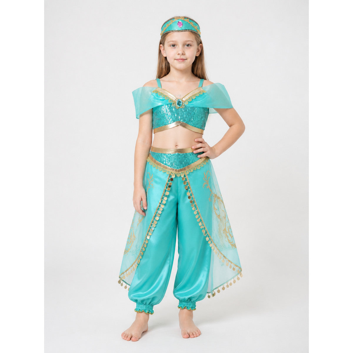 Turquoise Princess Carnival Costume for Halloween main product view