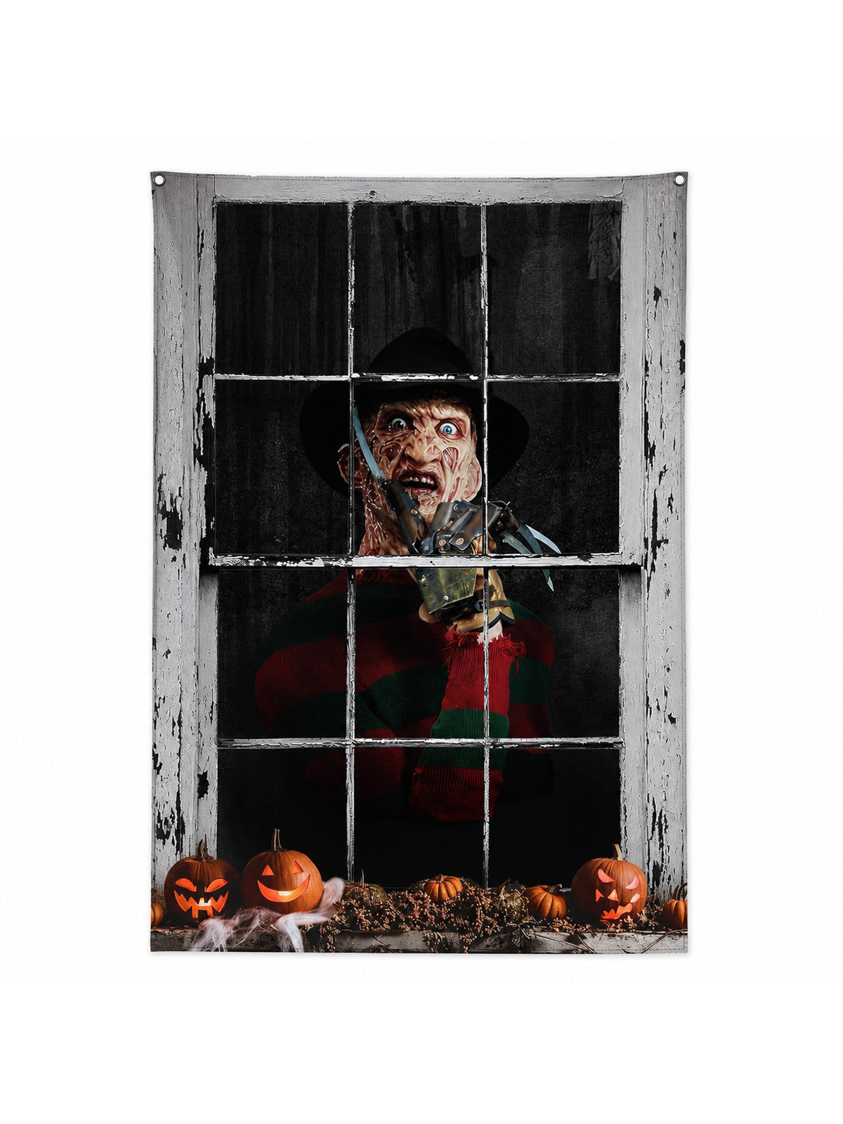 1pc Halloween Wall Decor Backdrop, Scary Character with Metal Claws and Pumpkin