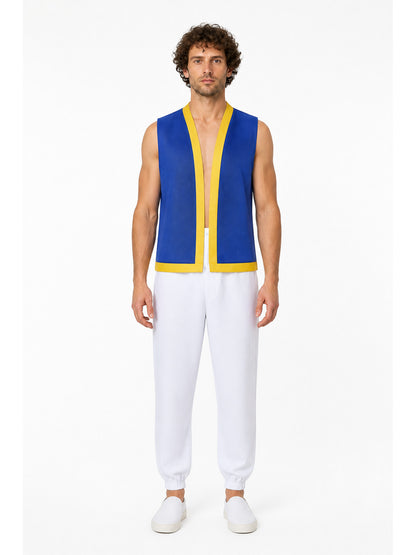 Blue-and-yellow mushroom costume with white pants for Halloween main product view